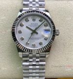 Swiss Replica Rolex Datejust WF Silver Diamond Watch 31mm Midsize